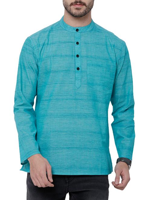blue cotton short kurta - 14495083 - Very Small Image - 1