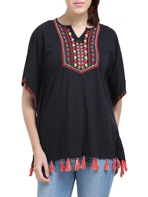 black cotton kaftan top - 14495141 - Very Small Image - 1