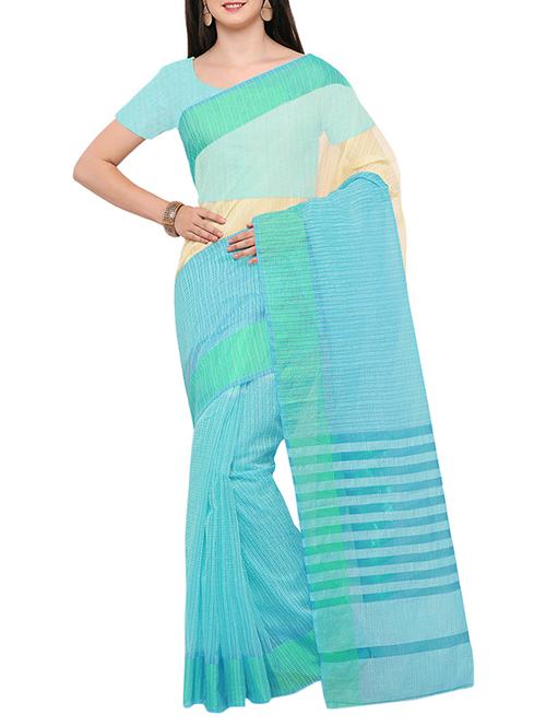 sky blue art silk woven saree with blouse - 14495187 - Very Small Image - 1
