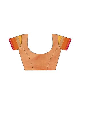 orange poly linen bordered saree with blouse - 14495226 - Standard Image - 3