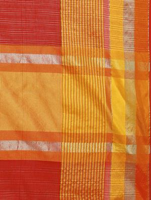 orange poly linen bordered saree with blouse - 14495226 - Standard Image - 4