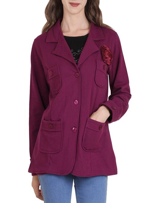solid purple fleece coat - 14495239 - Very Small Image - 1