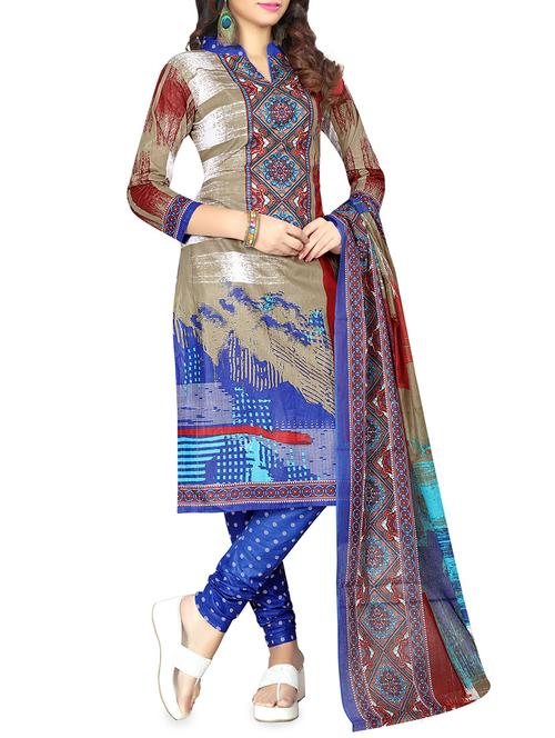 multi colored cotton un-stitched dress material - 14495282 - Very Small Image - 1