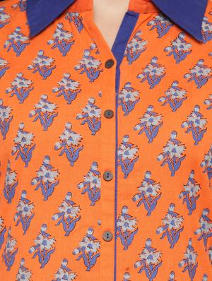 orange cotton straight kurta - 14495455 - Standard Image - 4