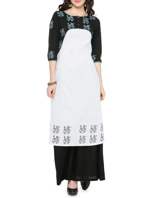 straight block print kurta - 14495458 - Standard Image - 1