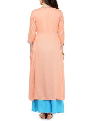 pink rayon flared kurta - 14495465 - Standard Image - 3