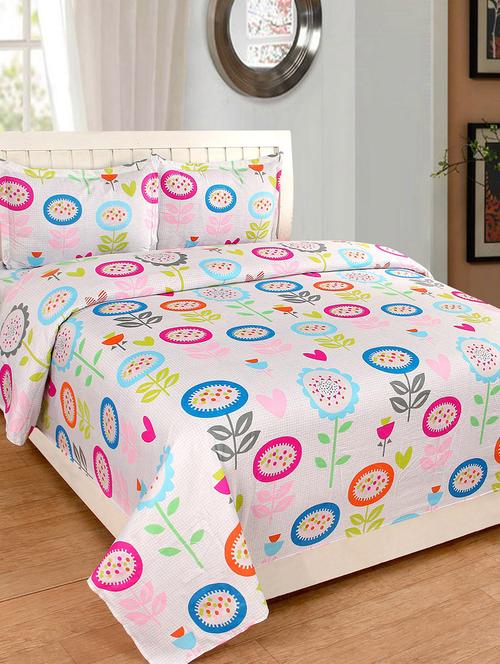 Polycotton Double Bedsheet with 2 Pillow Covers - 14495472 - Very Small Image - 1