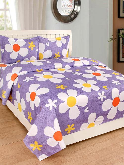 Polycotton Double Bedsheet with 2 Pillow Covers - 14495479 - Very Small Image - 1
