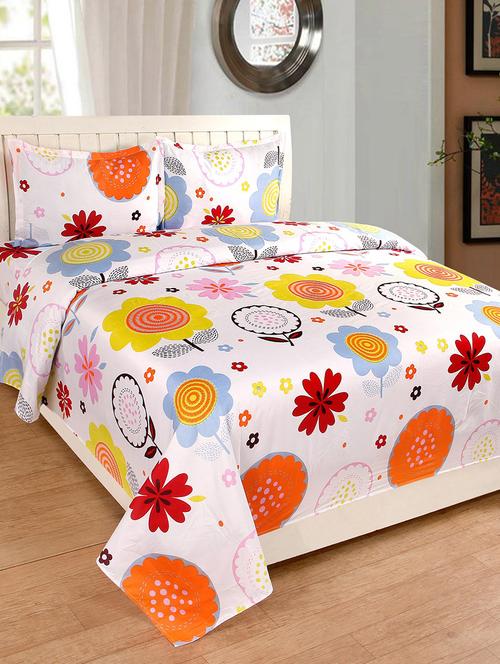Polycotton Double Bedsheet with 2 Pillow Covers - 14495491 - Very Small Image - 1