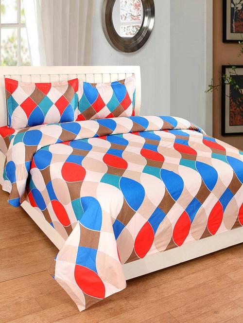Polycotton Double Bedsheet with 2 Pillow Covers - 14495499 - Very Small Image - 1