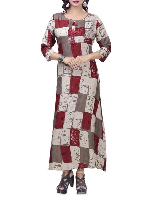 grey rayon a-line kurta - 14495527 - Very Small Image - 1
