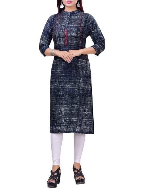 grey rayon straight kurta - 14495528 - Very Small Image - 1
