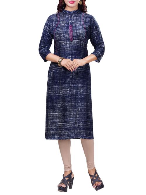 blue rayon straight kurta - 14495529 - Very Small Image - 1