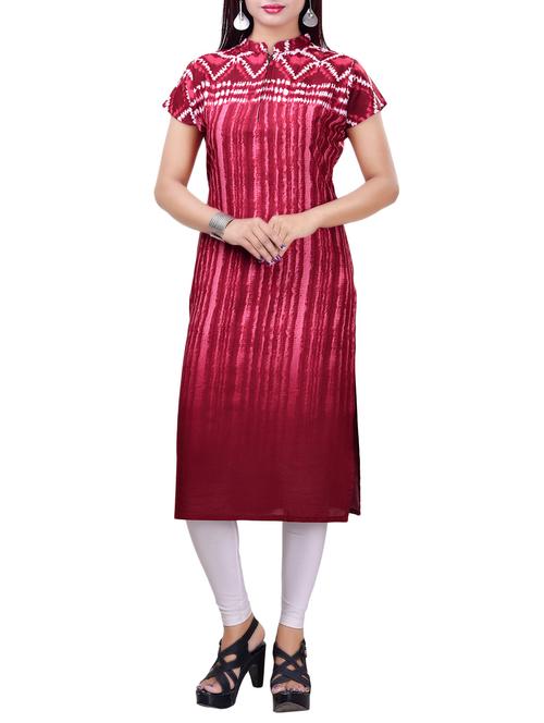 maroon rayon straight kurta - 14495530 - Standard Image - 1