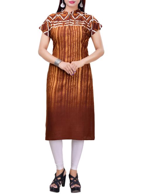 brown rayon straight kurta - 14495531 - Standard Image - 1