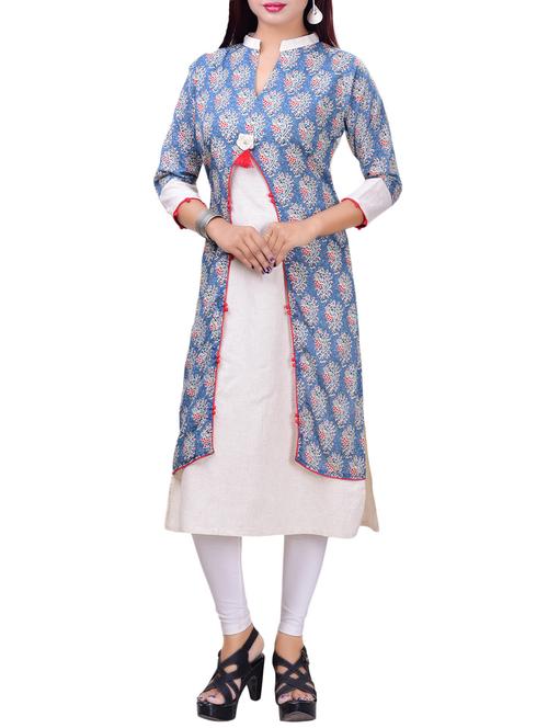 blue rayon straight kurta - 14495541 - Very Small Image - 1
