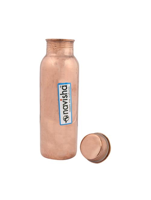 Navisha Pure Copper Yoga Water Bottle 900ML - Handmade,Joint Free & Leak Proof for Ayurvedic Health Benefits - 14495542 - Very Small Image - 1