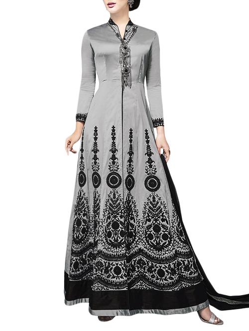 Embroidered front high-slit kalidaar suit - 14495663 - Very Small Image - 1