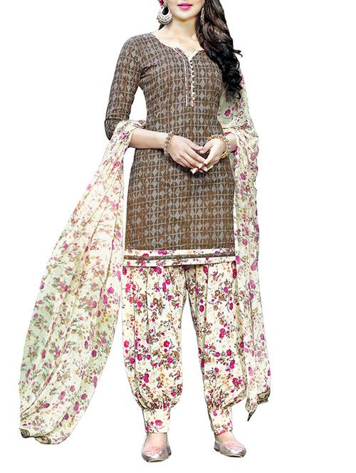 Printed unstitched patiyala suit - 14495671 - Standard Image - 1