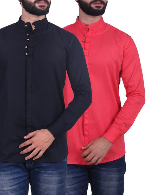 multi colored cotton blend casual shirt (Set Of 2) - 14495756 - Standard Image - 1