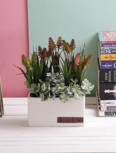 Beautiful Multicolored Artificial Plant with White Pot - 14495816 - Very Small Image - 1
