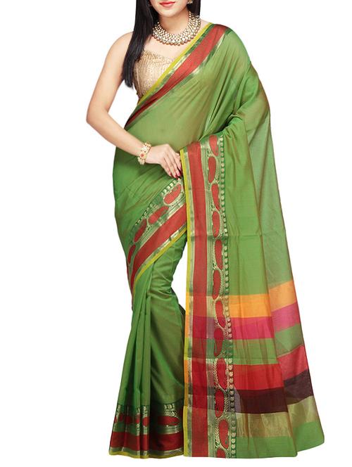 mehandi bordered saree with blouse - 14495902 - Very Small Image - 1