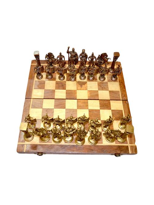 Wooden Chess Board with Brass Figurines - 14496035 - Very Small Image - 1
