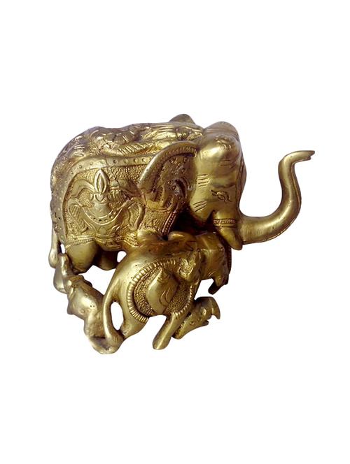 Brass Statue of Elephant Family Handicrafts Product - 14496100 - Very Small Image - 1