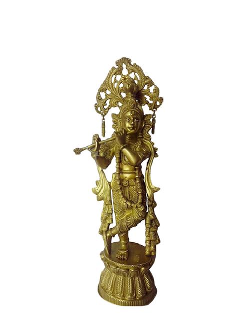 Brass Statue of God Krishna Handicrafts Product - 14496265 - Very Small Image - 1