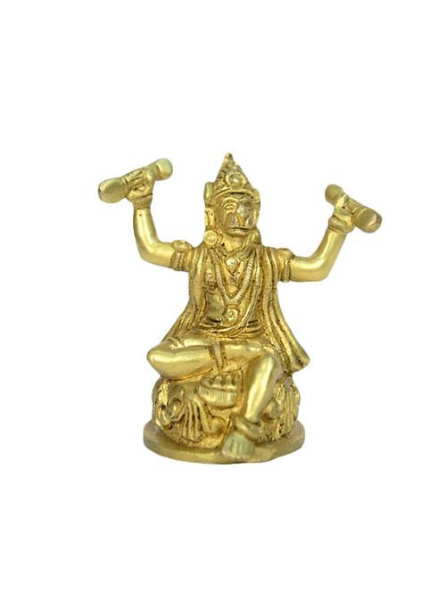 Brass Small Kirtan Sitting Hanuman Handicrafts Product - 14496410 - Very Small Image - 1