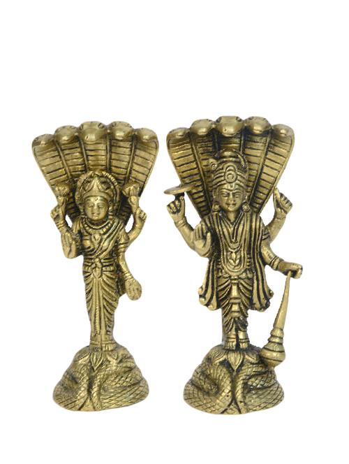 Brass Vishnu Laxmi Stand On Sheshnag Medium Pair Handicrafts Product - 14496434 - Very Small Image - 1