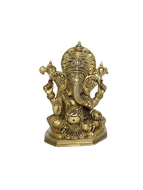 Brass God Statue of Sitting Ganesh Handicrafts Product - 14496533 - Very Small Image - 1
