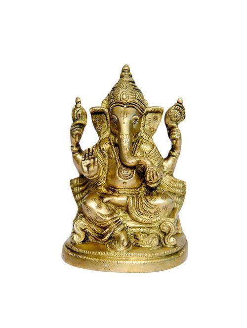 Decorative Brass Statue of God Ganesh Handicrafts Product - 14496537 - Very Small Image - 1
