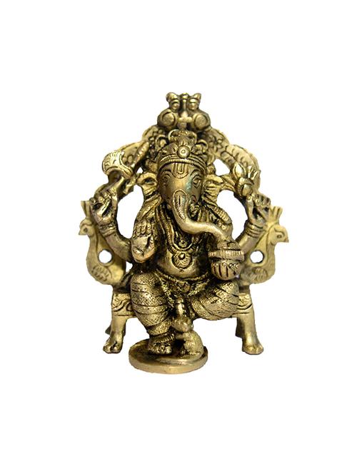 Decorative Brass Small God Idol of Ganesh With Kaman Bajath Handicrafts Product - 14496550 - Standard Image - 1
