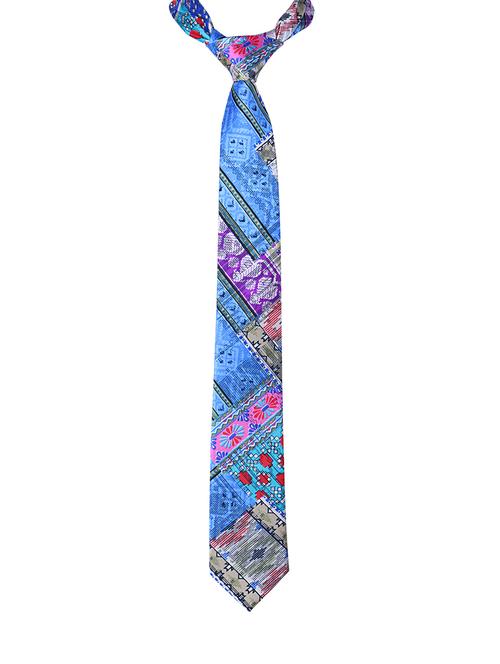 blue silk & satin tie - 14496669 - Standard Image - 1
