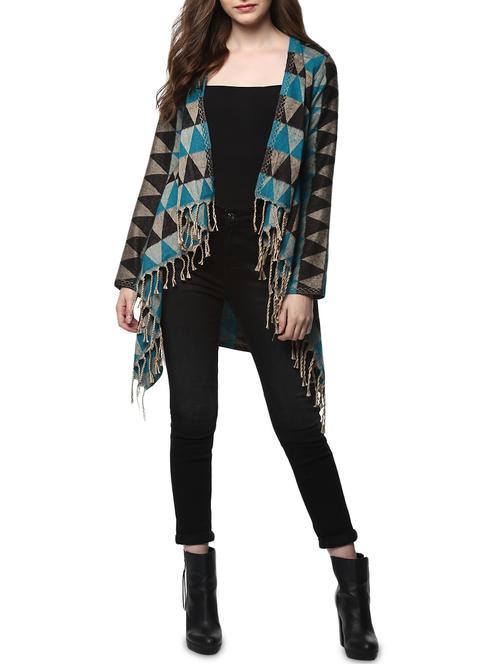 blue printed acrylic shrug - 14496785 - Standard Image - 1