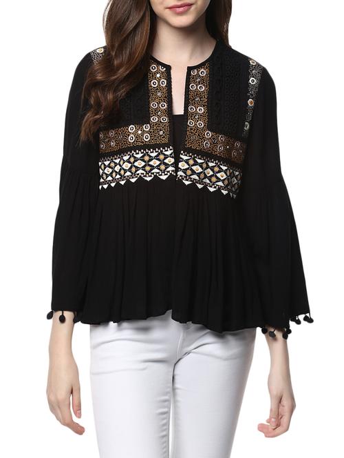black rayon top - 14496790 - Standard Image - 1