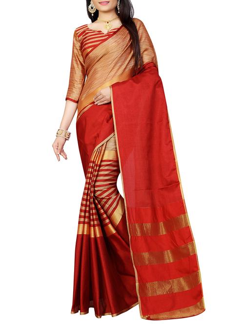red silk woven saree - 14496840 - Very Small Image - 1