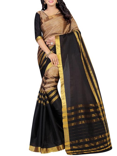 black silk woven saree with blouse - 14496848 - Very Small Image - 1