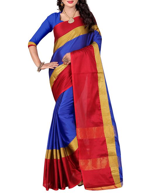 blue silk bordered saree - 14496853 - Very Small Image - 1