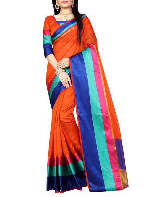 orange silk bordered saree - 14496887 - Very Small Image - 1