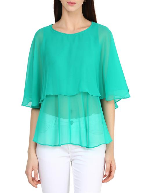 green georgette layered top - 14496968 - Very Small Image - 1