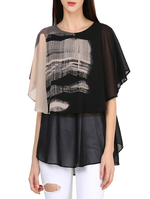 black georgette layered top - 14496969 - Very Small Image - 1