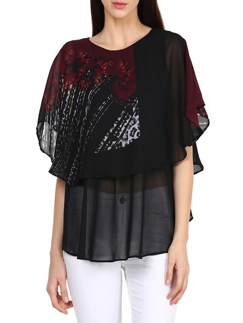 black georgette layered top - 14496970 - Very Small Image - 1
