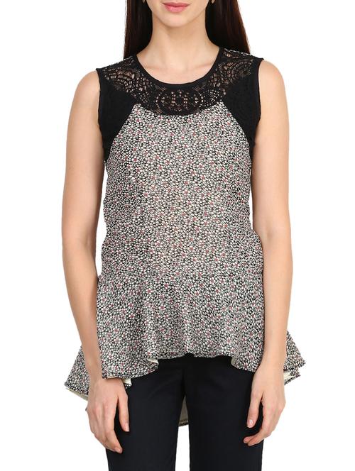 black printed georgette top - 14496971 - Very Small Image - 1