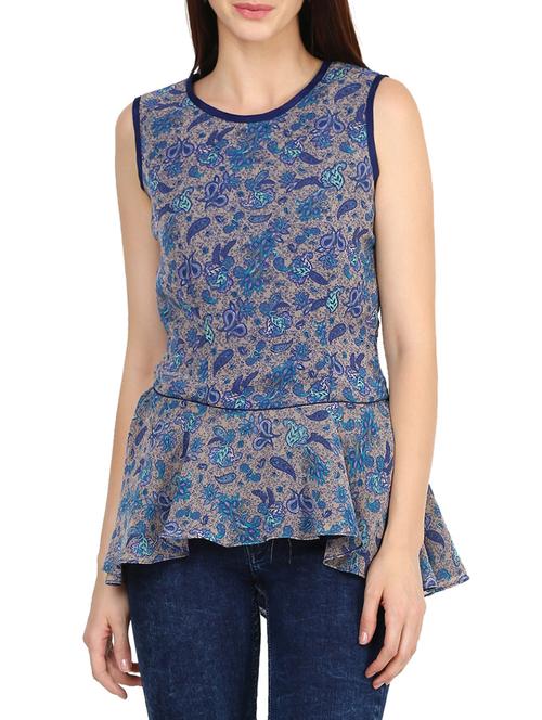 blue printed georgette top - 14496972 - Very Small Image - 1