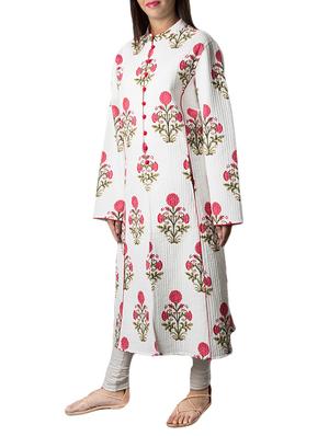 pink lemon white cotton quilted jacket - 14497008 - Standard Image - 2