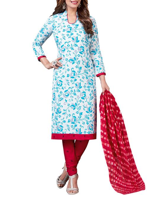 white churidaar unstitched suit - 14497138 - Very Small Image - 1