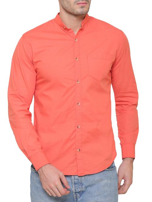 orange cotton casual shirt - 14497360 - Very Small Image - 1