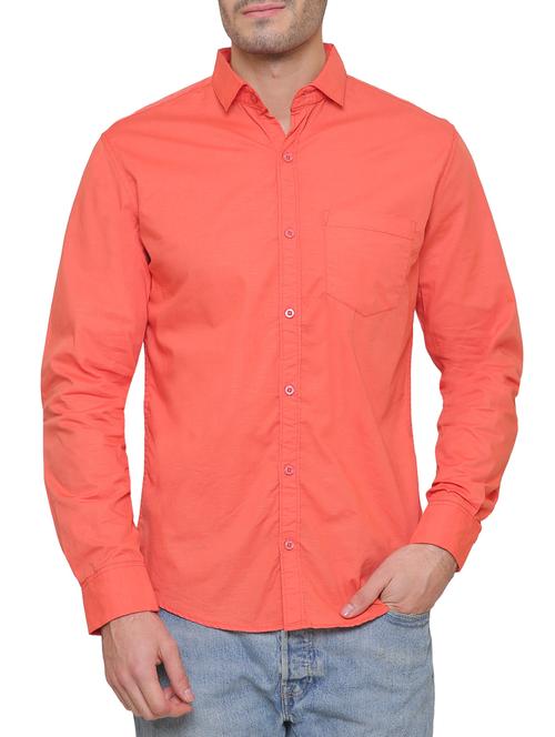 orange cotton casual shirt - 14497361 - Very Small Image - 1